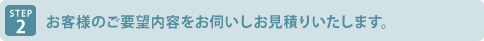 お客様のご要望内容をお伺いしお見積りいたします。